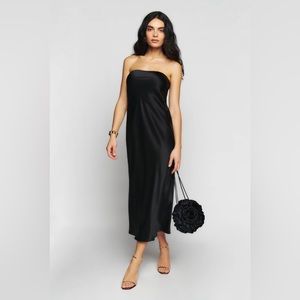 NWT Reformation Joana Silk Dress - Black Size L